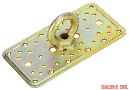 PIASTRA ACCIAIO CON OCCHIOLO 4PZ PER FISSAGGIO TRAVI LEGNO 100X200