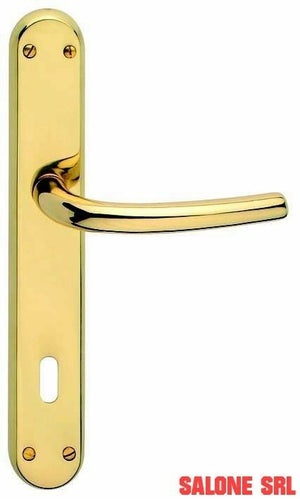 MANIGLIA CON PLACCA OTTONE ORO LUCIDO SERIE CINZIA FB