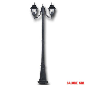 LAMPIONE 2 BRACCI NEW YORK ALTEZZA CM.200 ALLUMINIO PRESSOFUSO VERNICIATO GRIGIO GHISA 60W