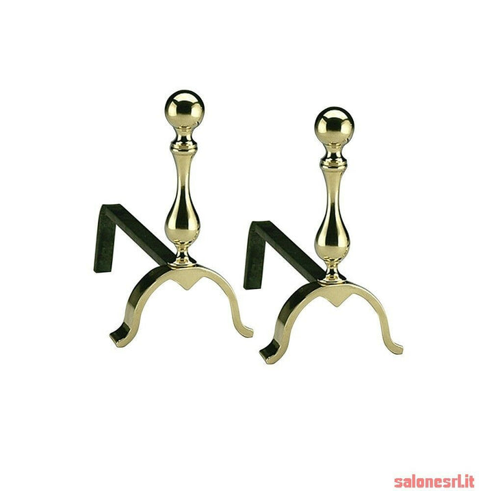 COPPIA ALARI CAMINO BRUCIALEGNA OTTONE ART.2069