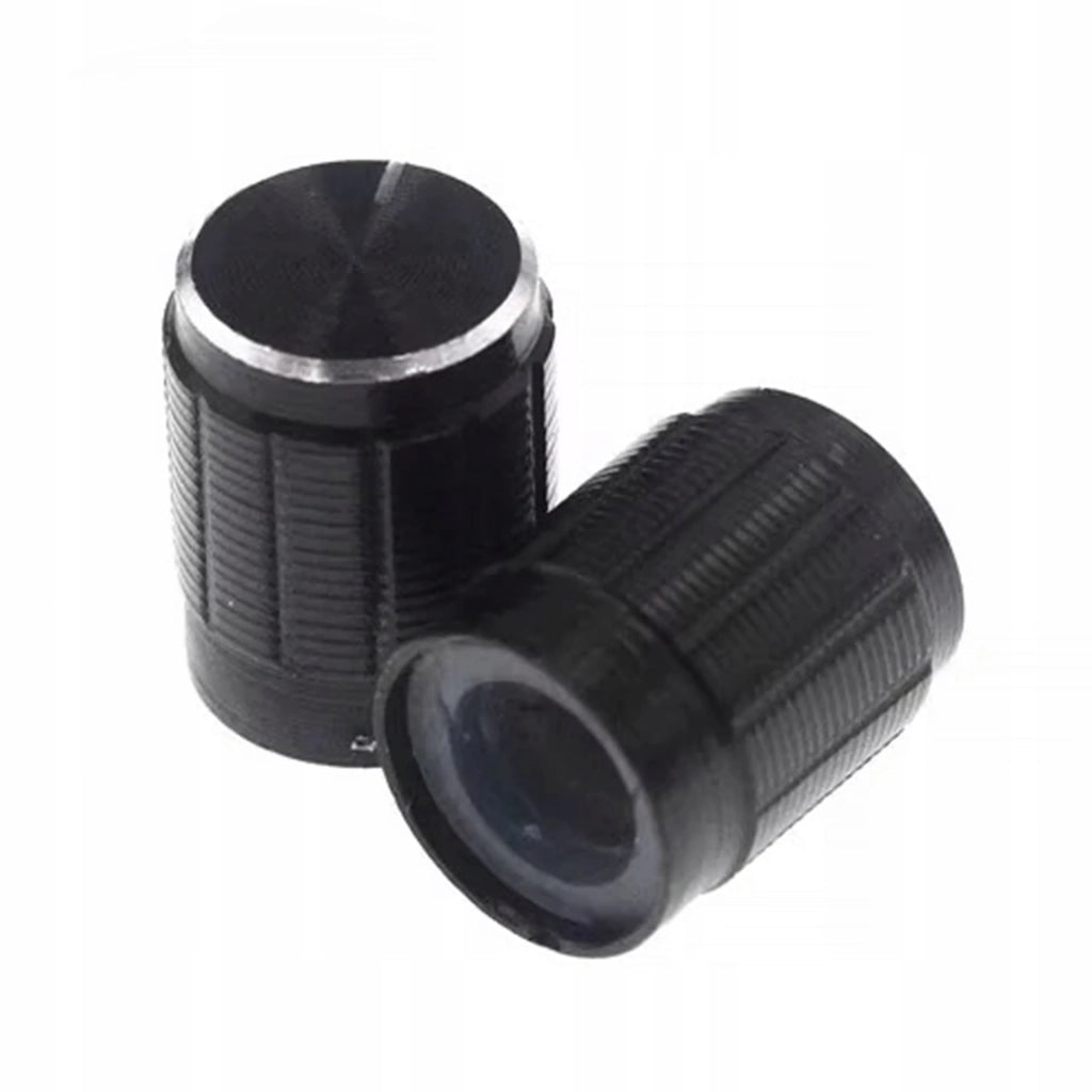 Manopola per Potenziometro 15mm – Alluminio e ABS, Indicatore Argento | Diametro 14.7mm, Altezza 17mm