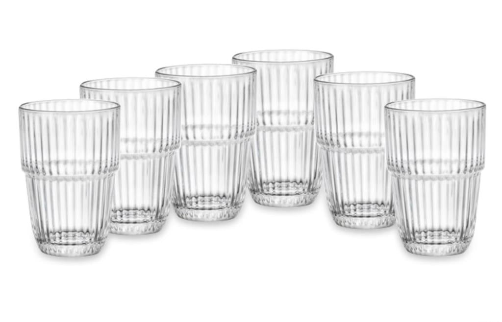 Set 6 Bicchieri da Tavola Long Drink Barshine Impilabili 38 cl