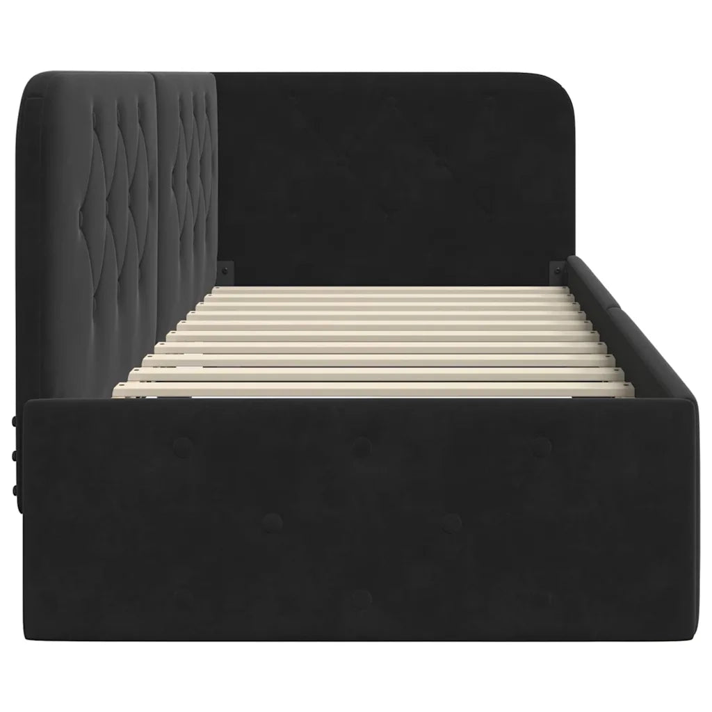 Letto singolo | Letto per adulti | Cornice del letto ad angolo Nero 80 x 200 cm Velluto