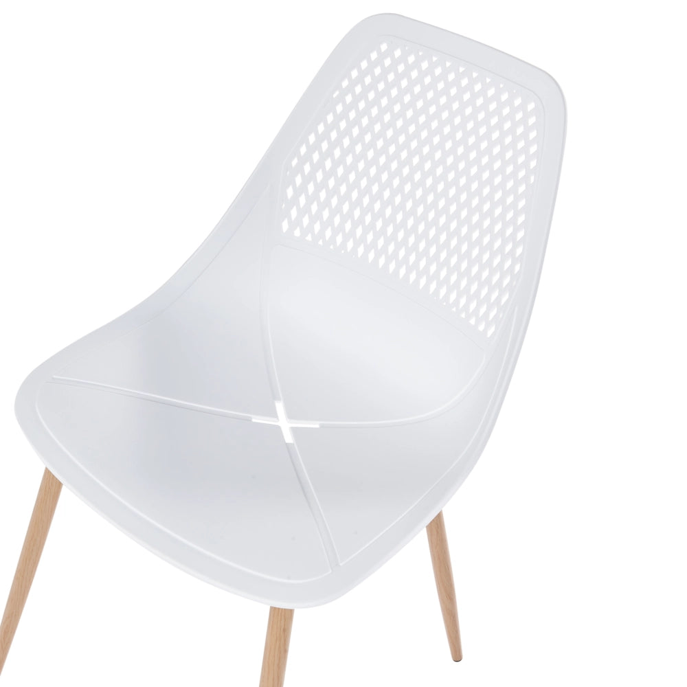 Set di 4 sedie da pranzo Seduta sintetica bianca Gambe in metallo Seduta moderna semplice e minimalista