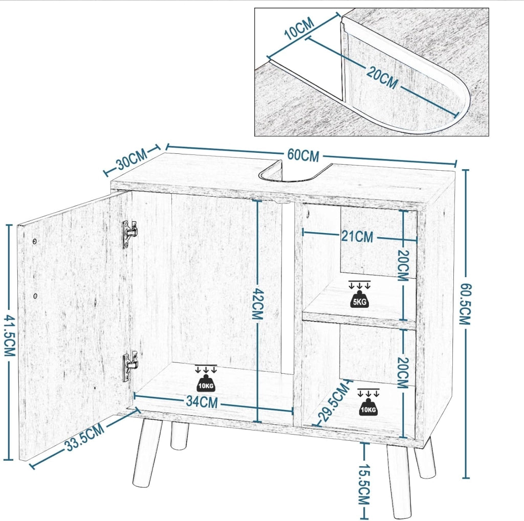 Set di mobili da bagno con armadietto a specchio, per bagno, comò con 4 cassetti, in metallo + legno, modello 14