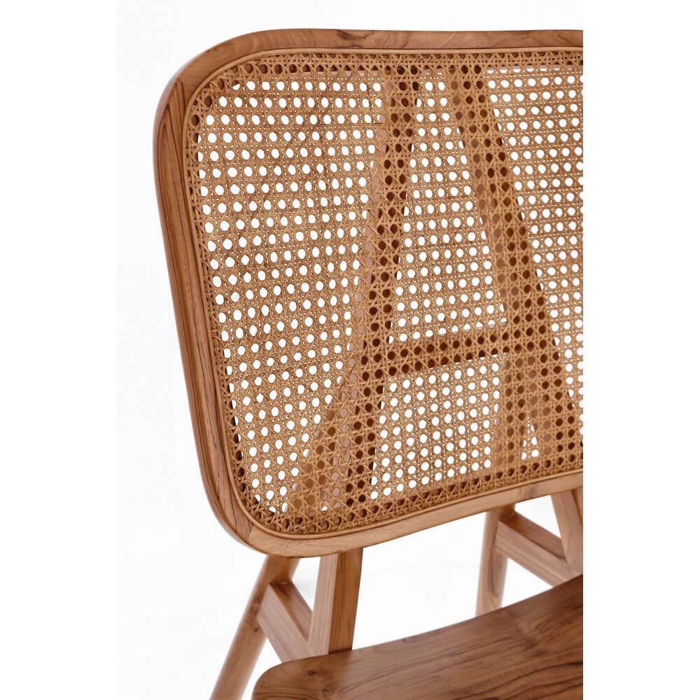 Poltrona Lounge in Legno Teak con Schienale in Rattan Intrecciato - ELOISE