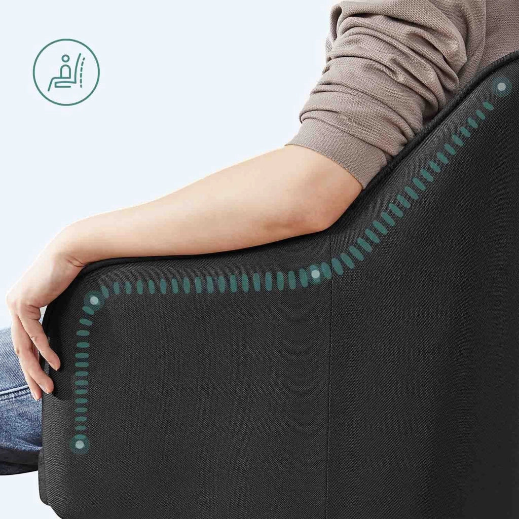 Sedia da ufficio sedia girevole seduta comoda ed ergonomica altezza regolabile portata 120 kg struttura in acciaio tessuto effetto lino nero 12_0005880