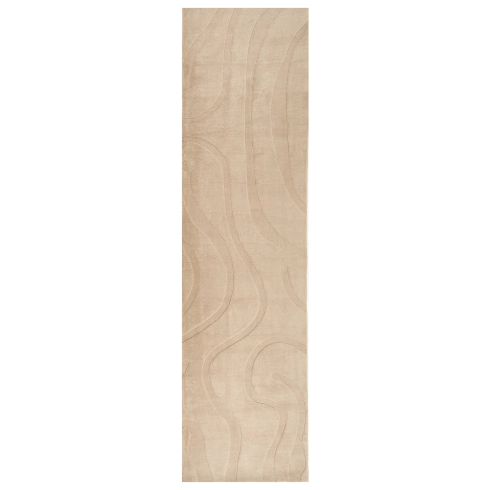 Tappeto da salotto rettangolare jacquard, 80 x 300 cm a pelo corto beige Stile Moderno