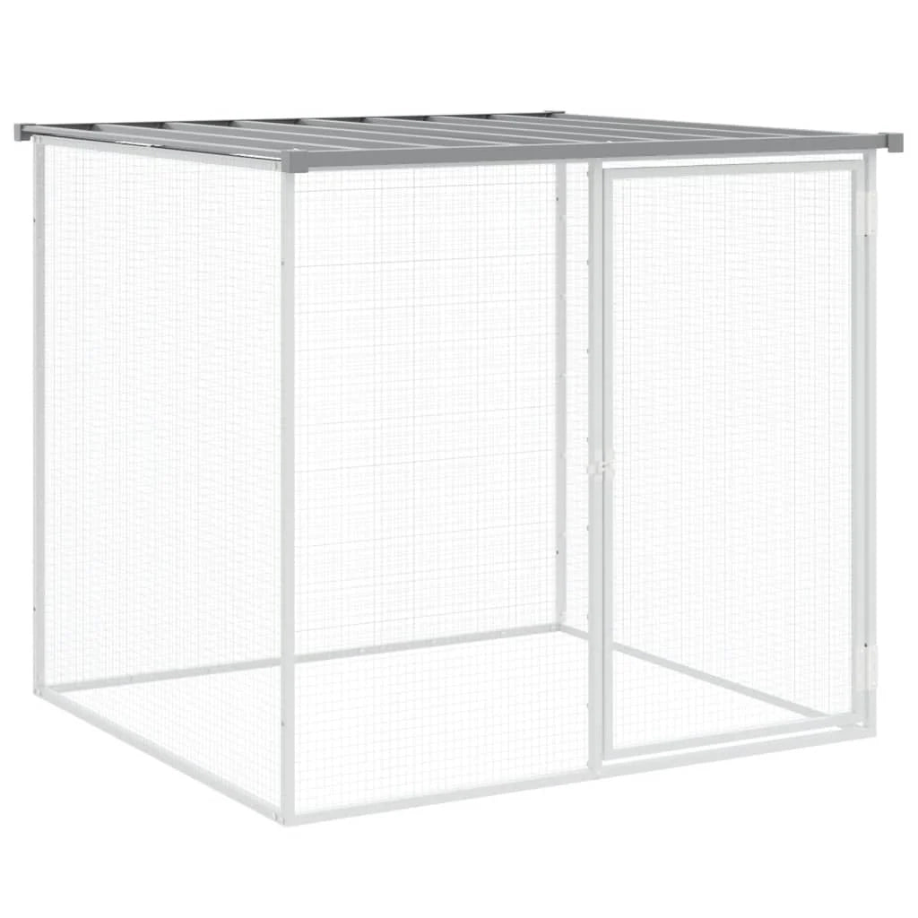 Pollaio/recinto/gabbia per polli con tetto trasparente 203 x 98 x 90 cm acciaio zincato grigio 02_0043983