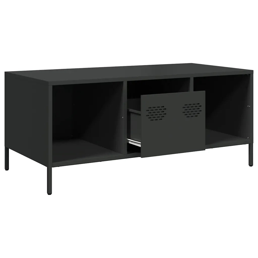 Tavolino-Tavolino da soggiorno-Tavolo Nero 101,5x50x43,5 cm in Acciaio Laminato a Freddo 516625