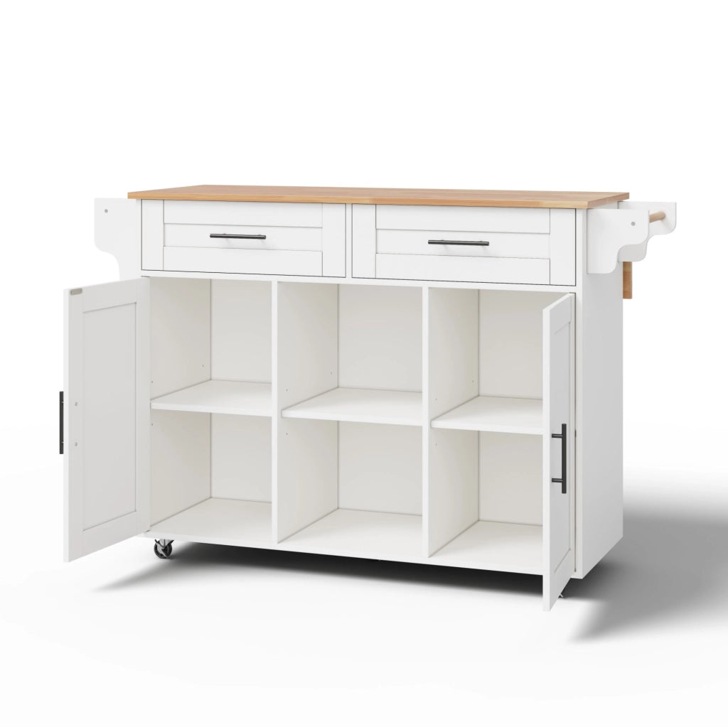 Carrello cucina mobile con piano allungabile 145x70x94;5 cm; bianco in MDF