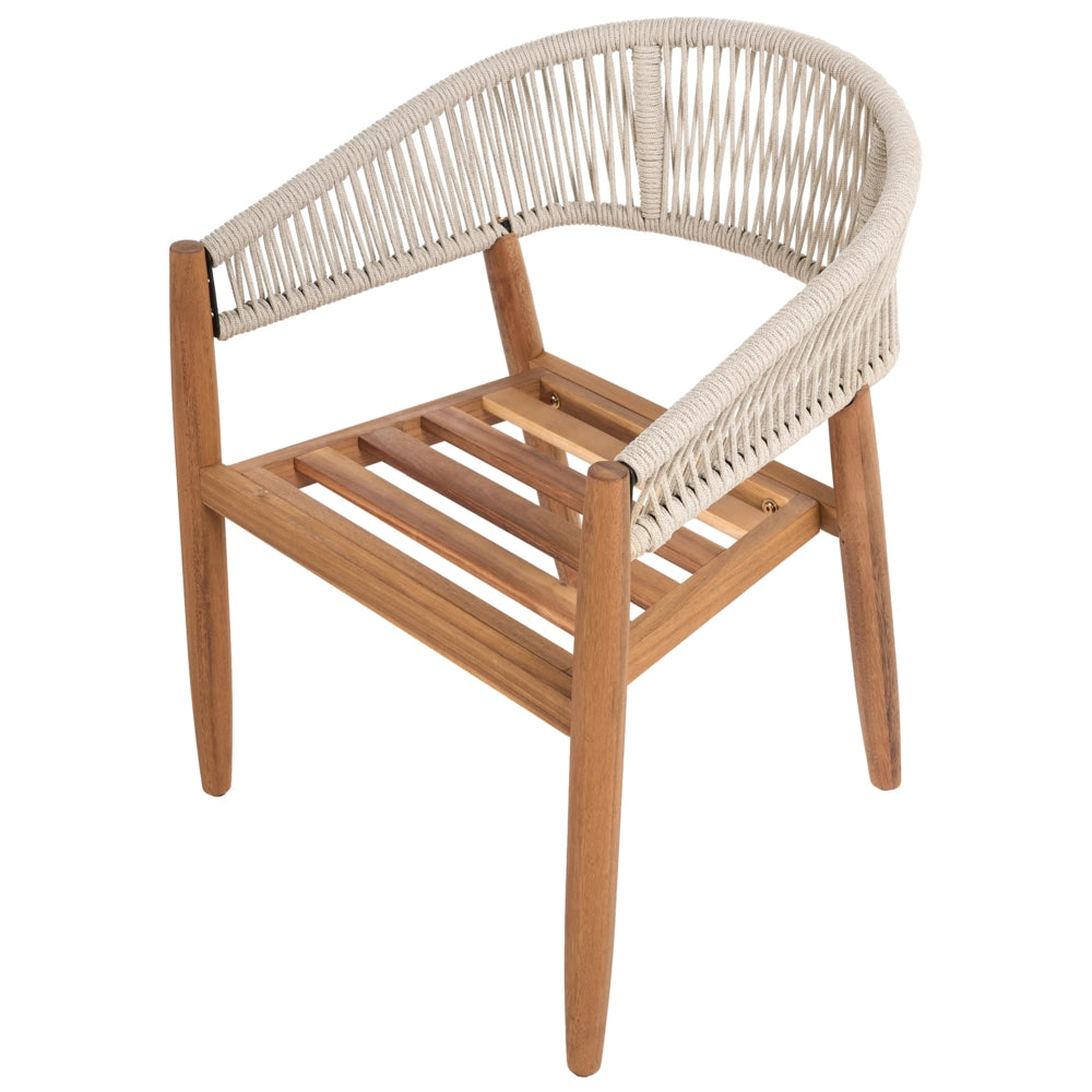 Set da giardino composto da 2 sedie con cuscini, in legno di acacia a doghe bianco stile moderno contemporaneo