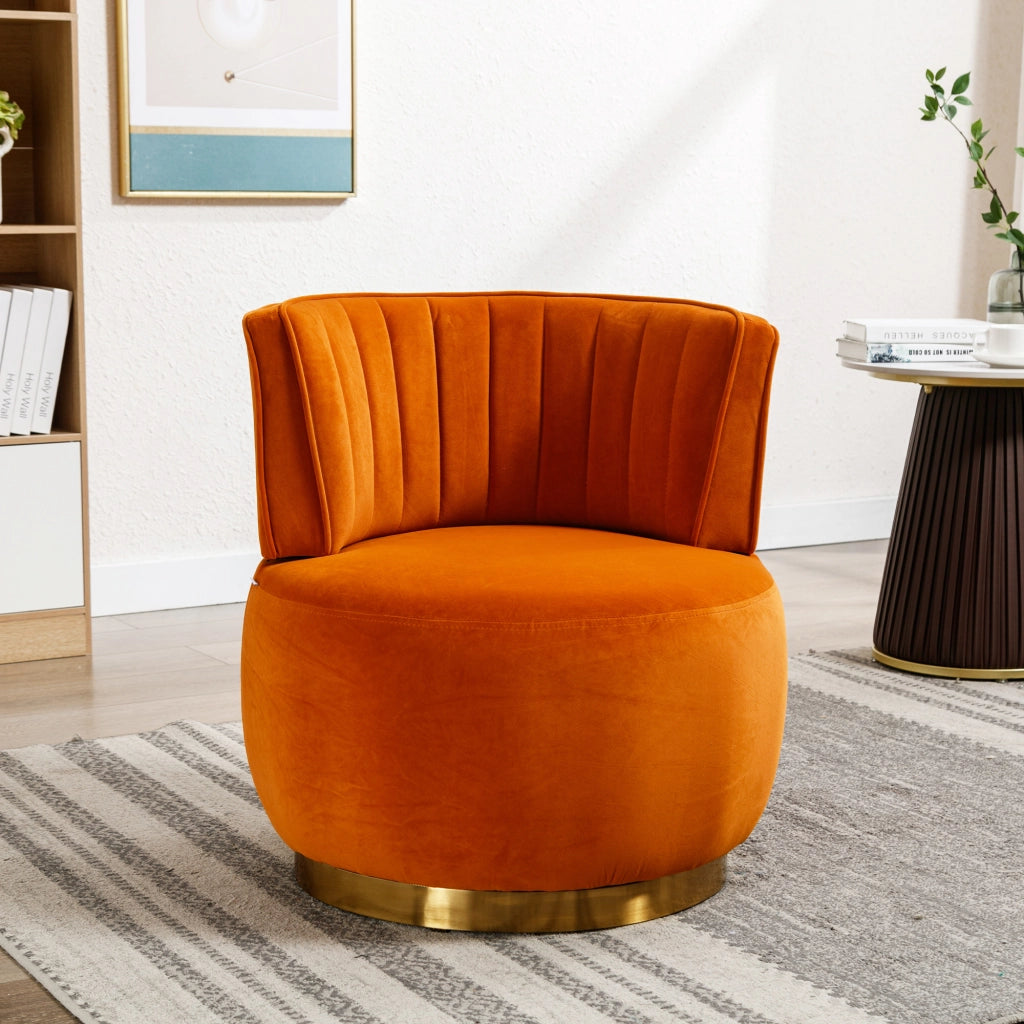 poltrona girevole 360Â° con schienale ergonomico e seduta imbottita in velluto arancione 62;5 Ã— 62 Ã— 69;5 cm