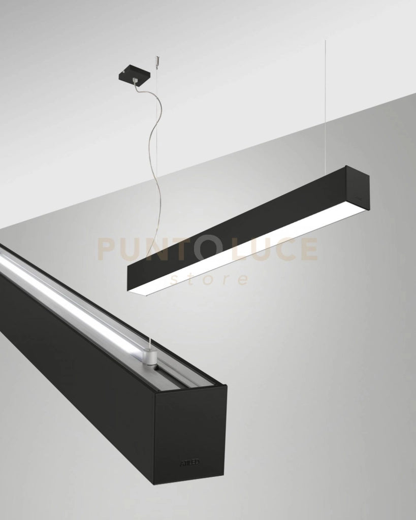 TURNER SOSPENSIONE A DOPPIA EMISSIONE NERA 29W+15W 4000K 3570+1440LM OPALE 100CM