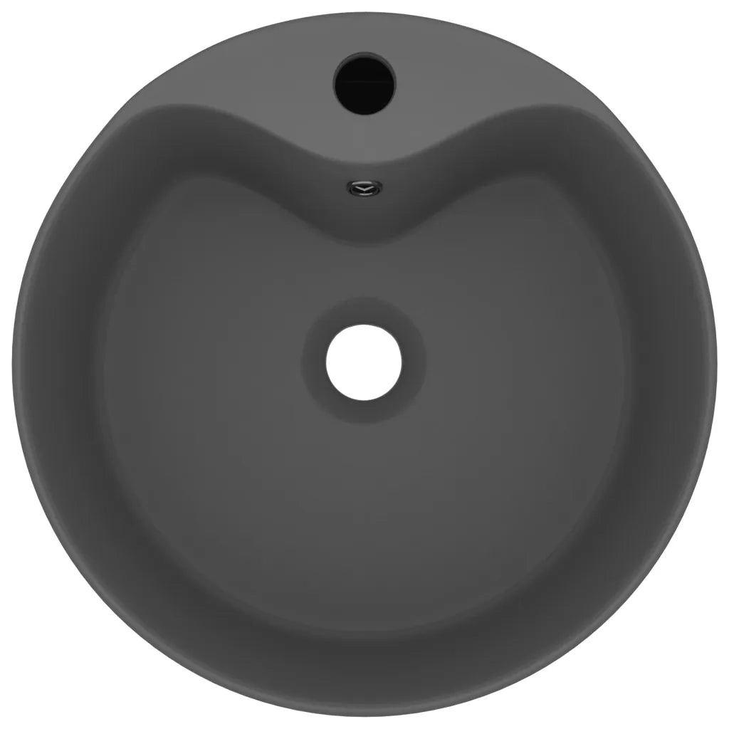 Lavandino-Lavello con Troppopieno Grigio Scuro Opaco 36x13 cm Ceramica