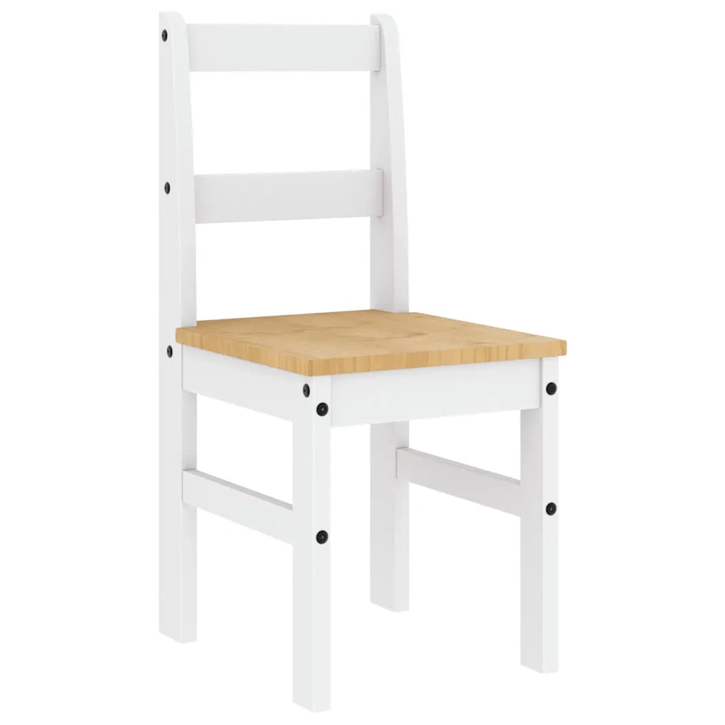 Set da Pranzo 4 pz PANAMA Bianco in Legno Massello di Pino 3345178