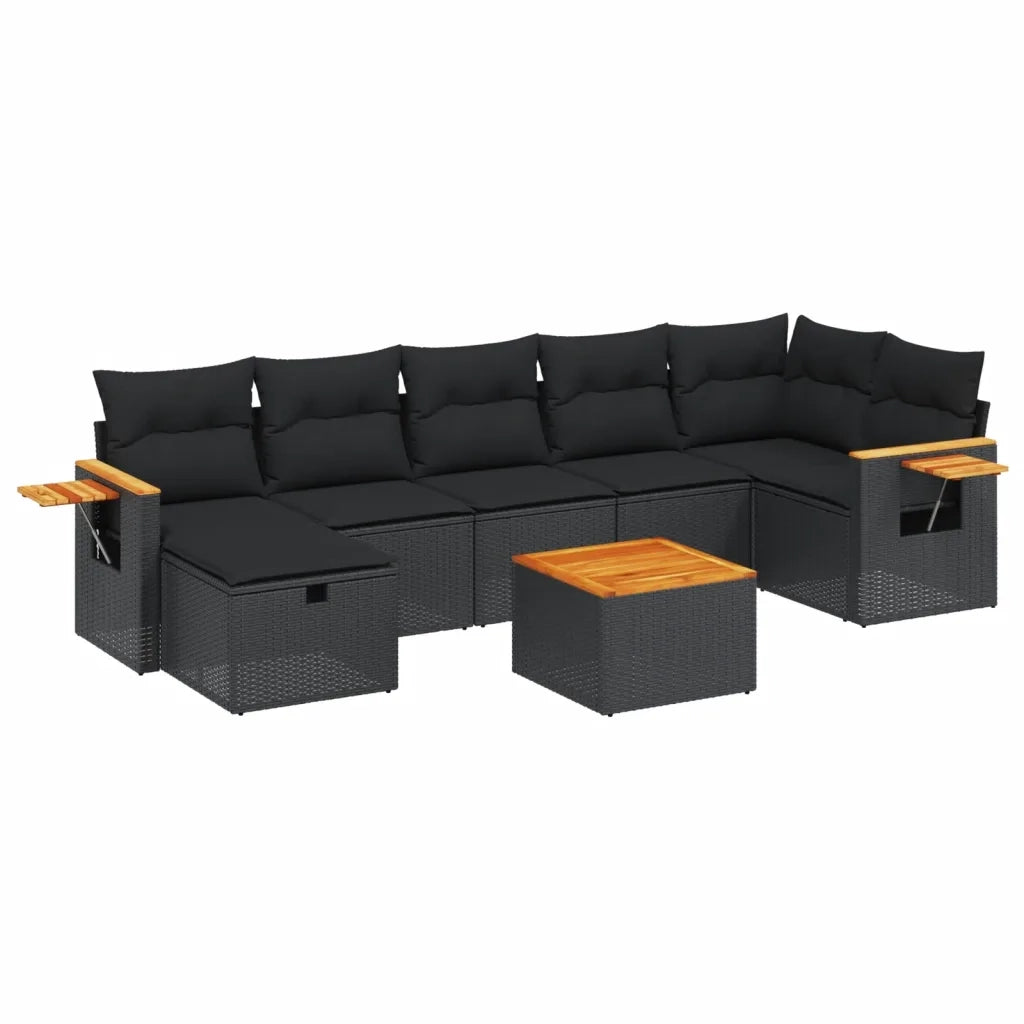Set Divani da Giardino con Cuscini 8 pz Nero in Polyrattan 3265535