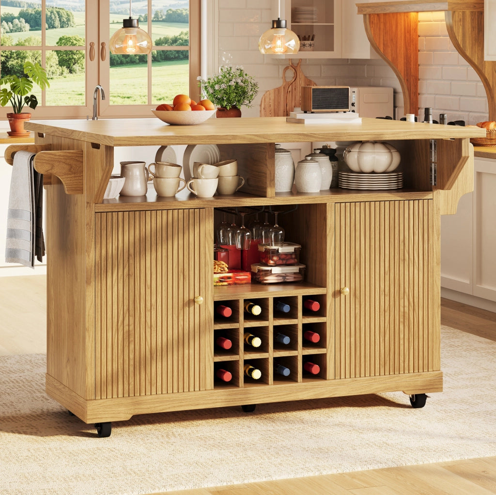 Carrello cucina mobile con ripiani regolabili e portabottiglie