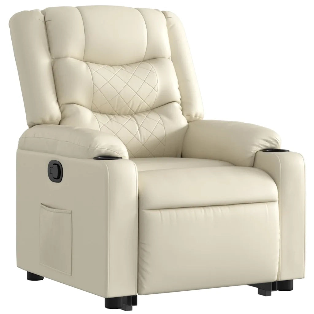 Poltrona Alzapersona Reclinabile Crema in Similpelle 3206552