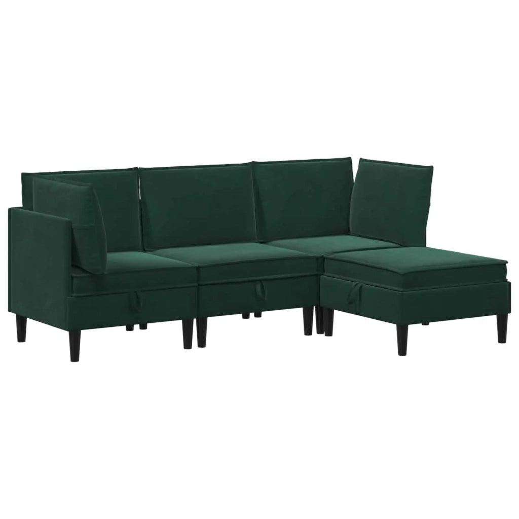 Set di mobili per il soggiorno 4 pcs Verde Scuro Velluto