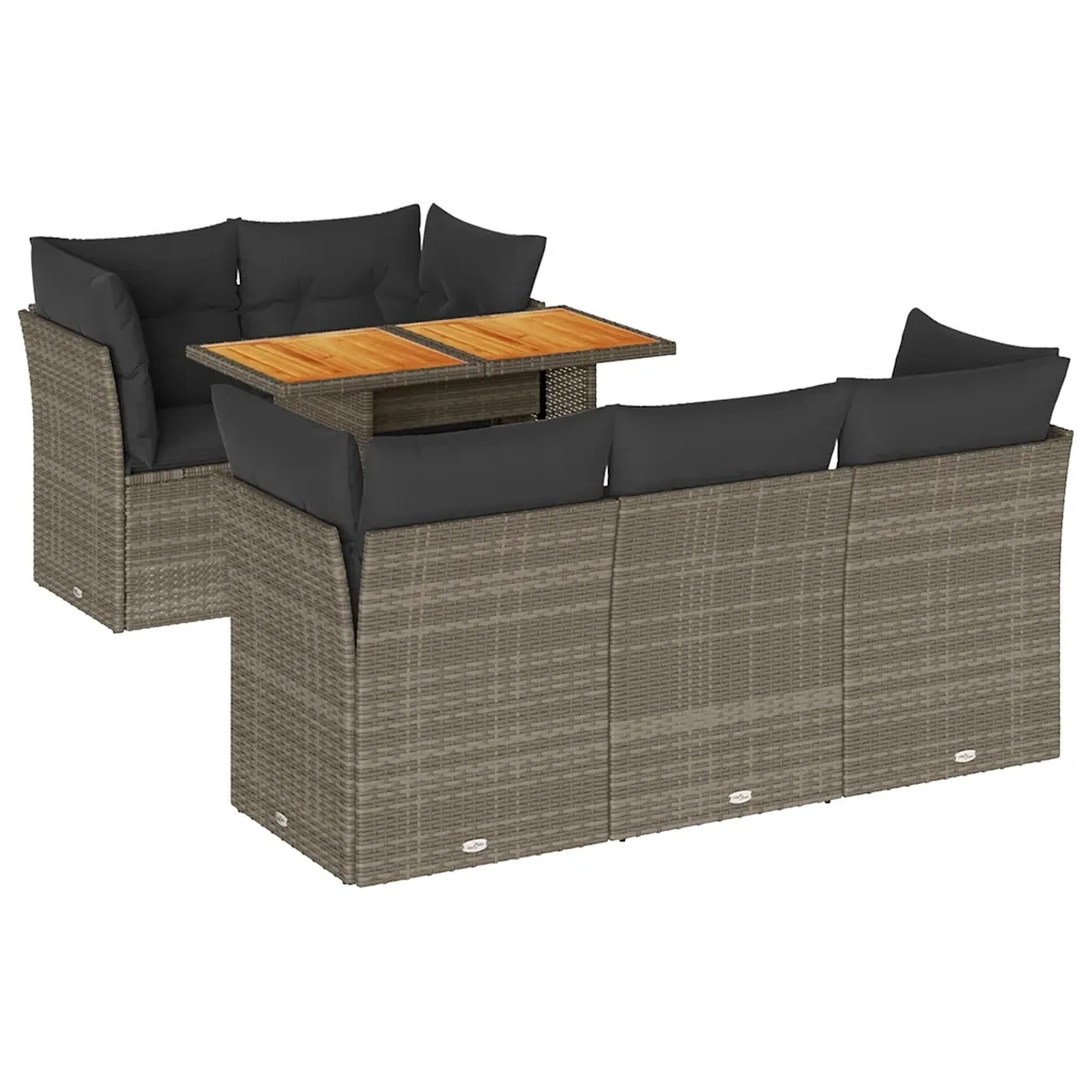 Set Divano da Giardino 6 pz con Cuscini Grigio in Polyrattan 3326888