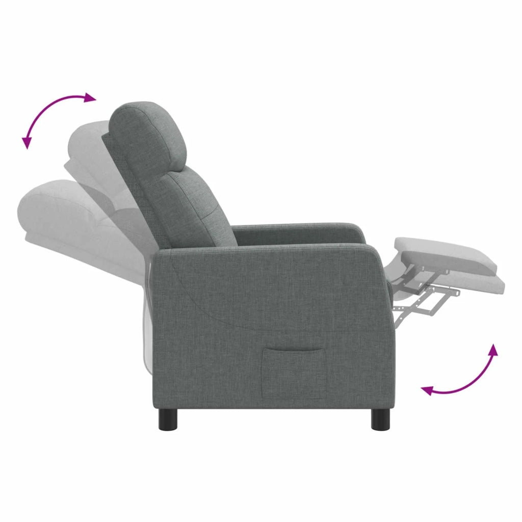 Divano Sedia-Poltrona reclinabile Grigio Scuro Tessuto 919391