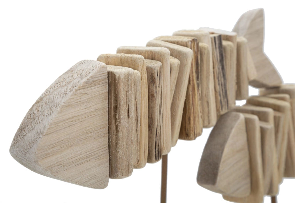 Decorazione Pesci Nature 37x10x24 cm in Tanoak