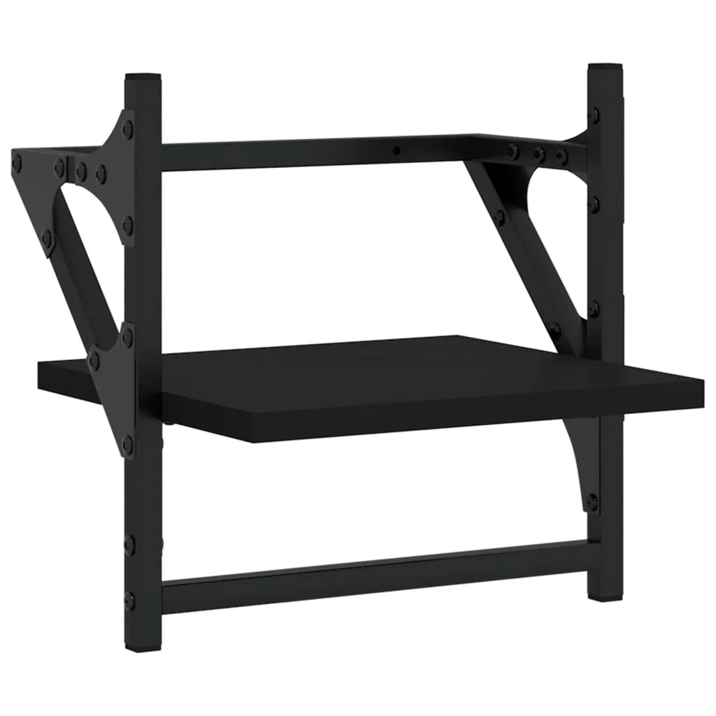 4 pz Set Mensole da Parete | Scaffali a Parete | Ripiano a parete con Aste Nero in Legno Multistrato