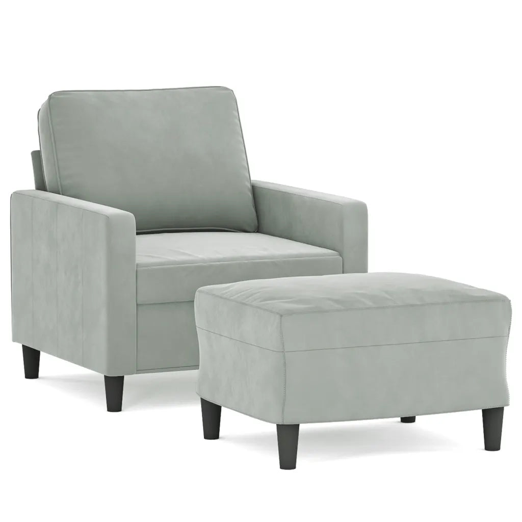 Poltrona | Sedia Relax con Poggiapiedi Grigio Chiaro 60 cm in Velluto