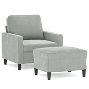 Poltrona | Sedia Relax con Poggiapiedi Grigio Chiaro 60 cm in Velluto