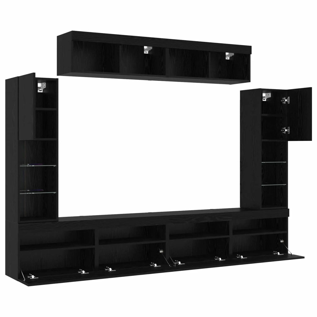 Set mobile TV 6 pcs Rovere nero Legno multistrato 3334382