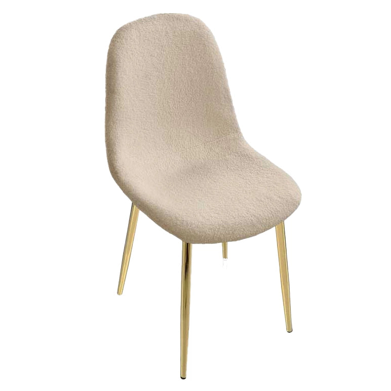 MAURY'S SET 4 SEDIE IMBOTTITE TEDDY IN TESSUTO BEIGE CON GAMBE ORO 44X48X88 CM