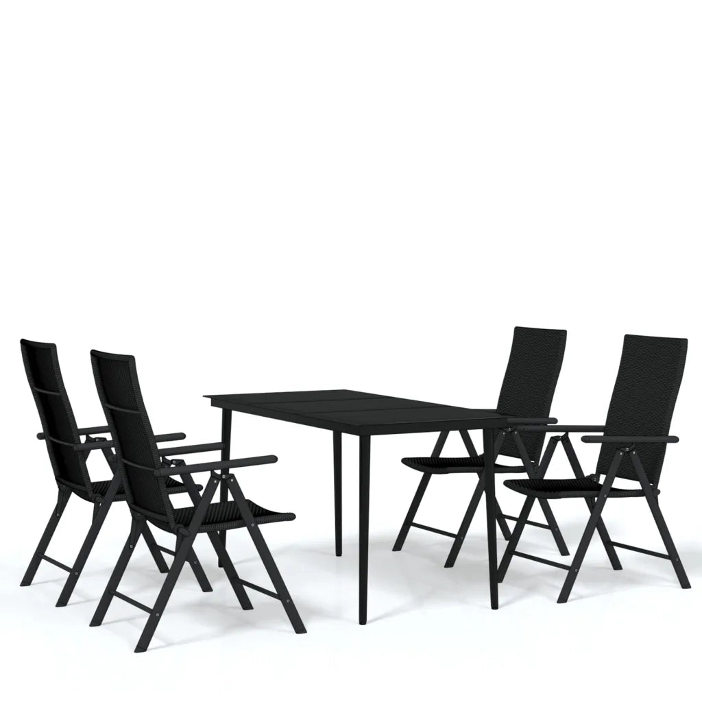 Set da Pranzo da Giardino 5 pz | Set Salotto da Giardino Nero