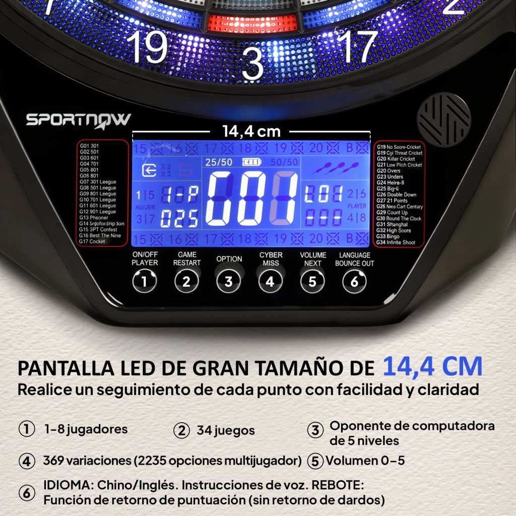 Diana elettronica con 6 dardi e 24 punte morbide ¨C zephmum ¨C 60,5x45,5x3,6 cm multicolore