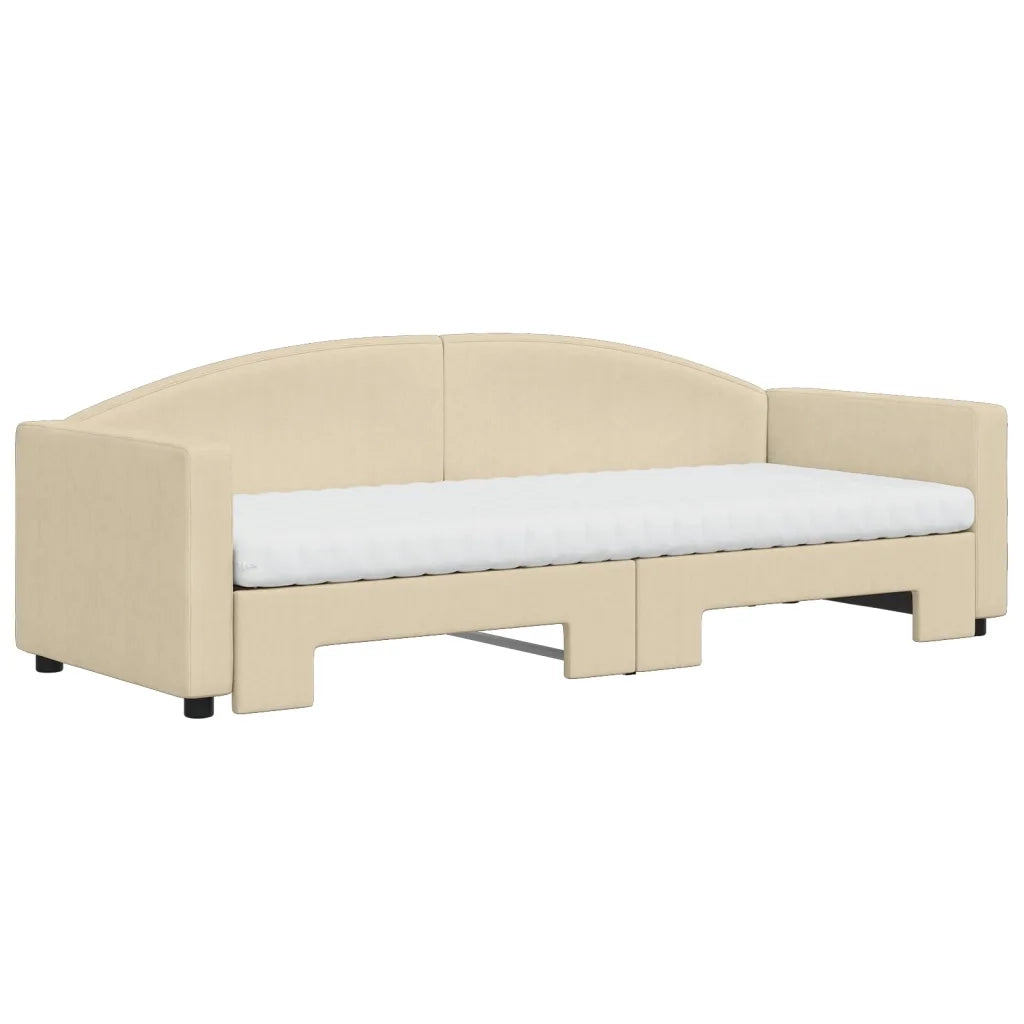 vidaXL Divano Letto Estraibile con Materassi Crema 80x200 cm Tessuto