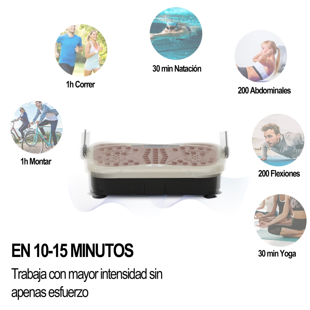 Pedana Vibrante Fitness ¨C Xylo ¨C 200W con 2 Bande Elastiche 99 Velocit¨¤ USB LED 54x33x14cm