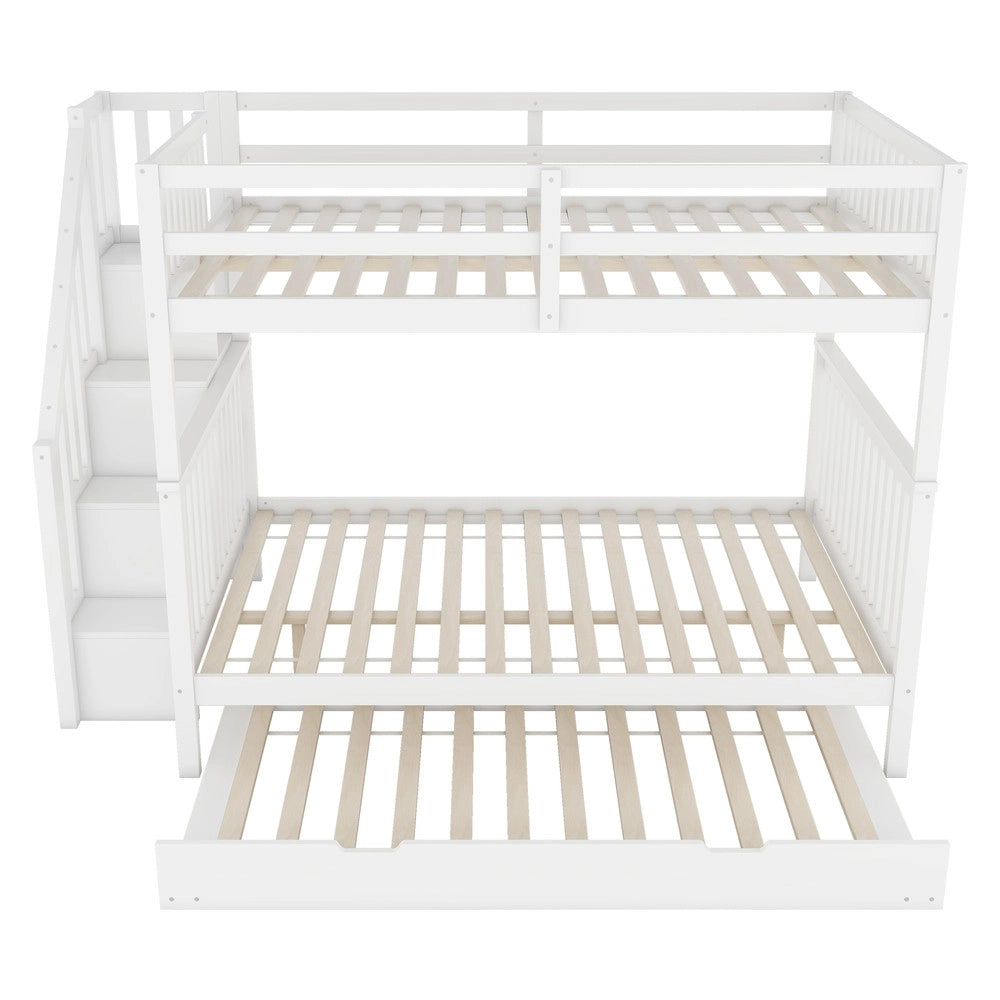 Letto a Castello con Scaletta e Letto Estraibile ¨C MINIMAL ¨C Bianco 140x200