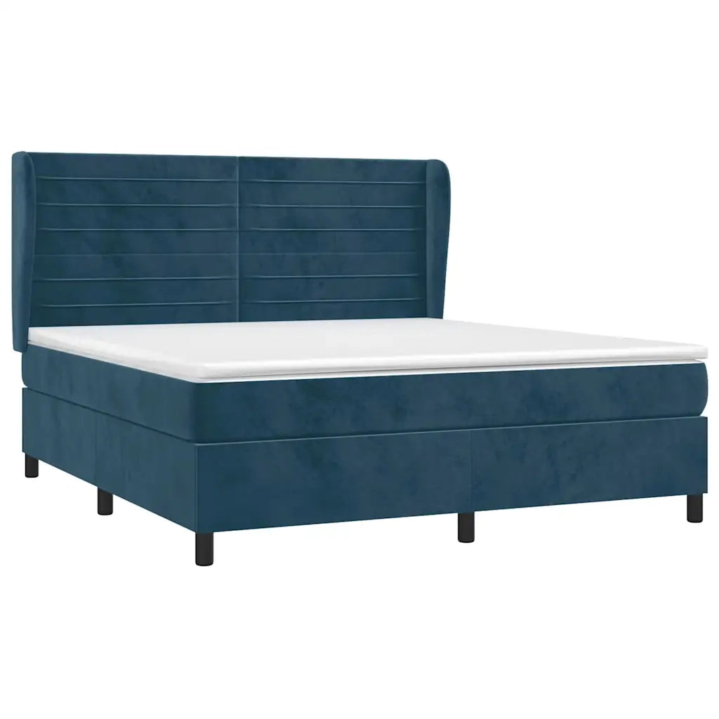 Giroletto a Molle con Materasso Blu Scuro 180x200 cm in Velluto 3129289