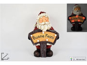 Decorazione Natalizia Babbo Natale con Scritta Buone Feste Luminosa 35 cm