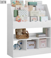 Cassettiere per Libri - Cassettiera per Giocattoli - Cassettiera per Oggetti - Camera dei Bambini - Camera dei Bambini - Montessori - Libreria per Libri - Pannello per Libri - 6 Livelli - Bianco