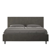 Letto matrimoniale senza rete imbottito 160x200 microfibra grigio Adele
