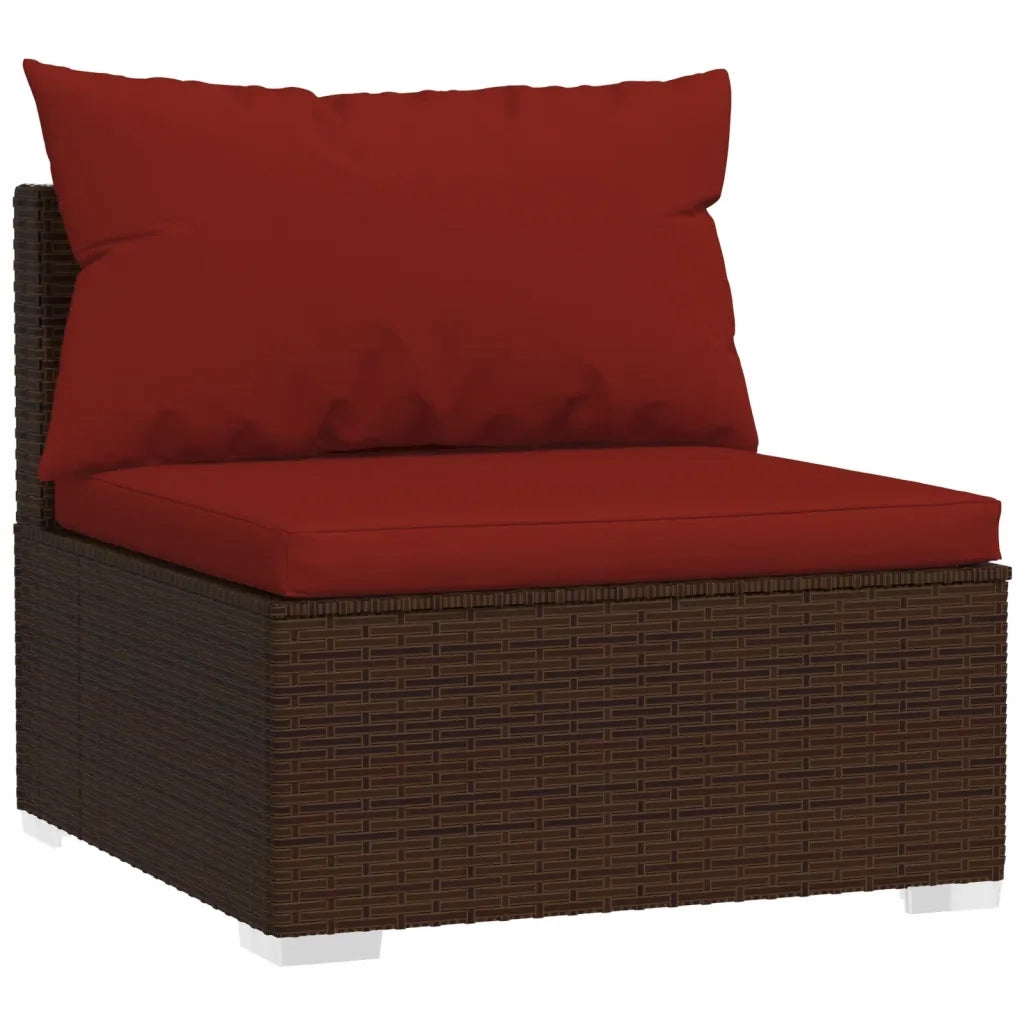 Set Divani da Giardino 6 pz con Cuscini in Polyrattan Marrone cod mxl 36957