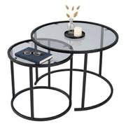 Xaden, Tavolino da Salotto set di 2 Tavolini, 60x60x43h cm Nero