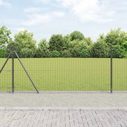 Recinzione con Posto Grigio 1 x 25 m Acciaio e PVC