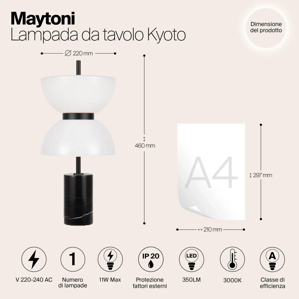 Maytoni Lampada da tavolo moderna Kyoto 1 luce LED integrato nero metallo vetro