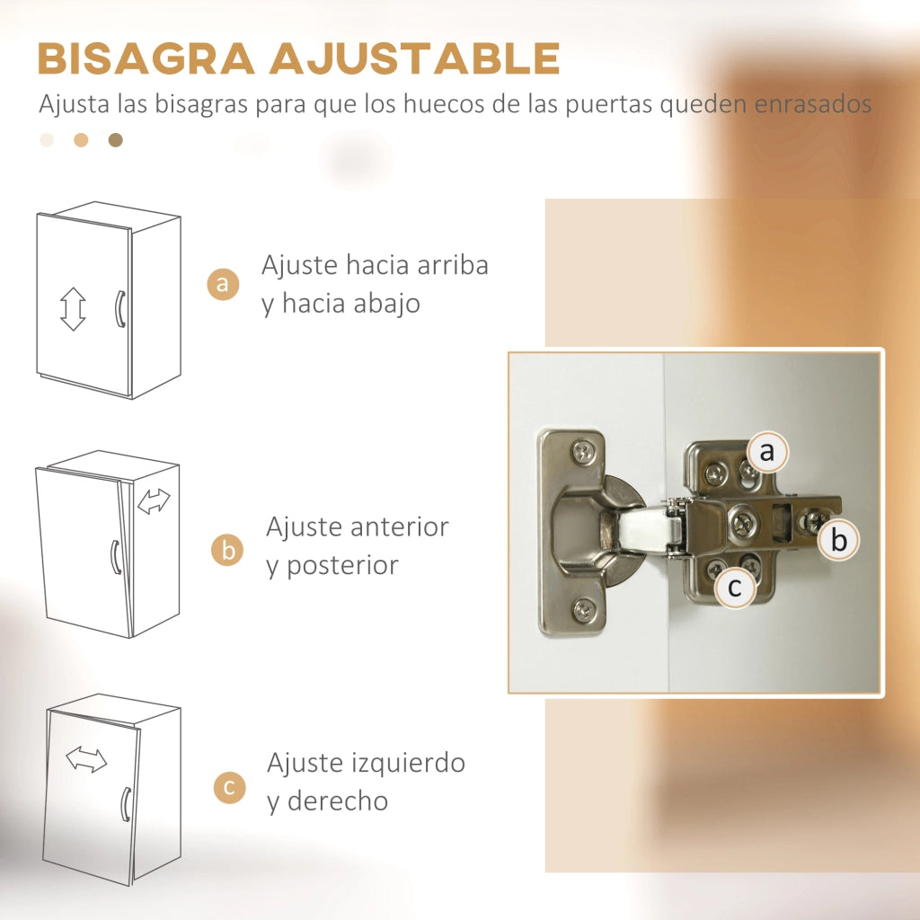 Credenza Cucina Soggiorno con 4 Porte Cassetto e Ripiano Aggiustabile ¨C zephmum ¨C Bianco 70x40x180 cm