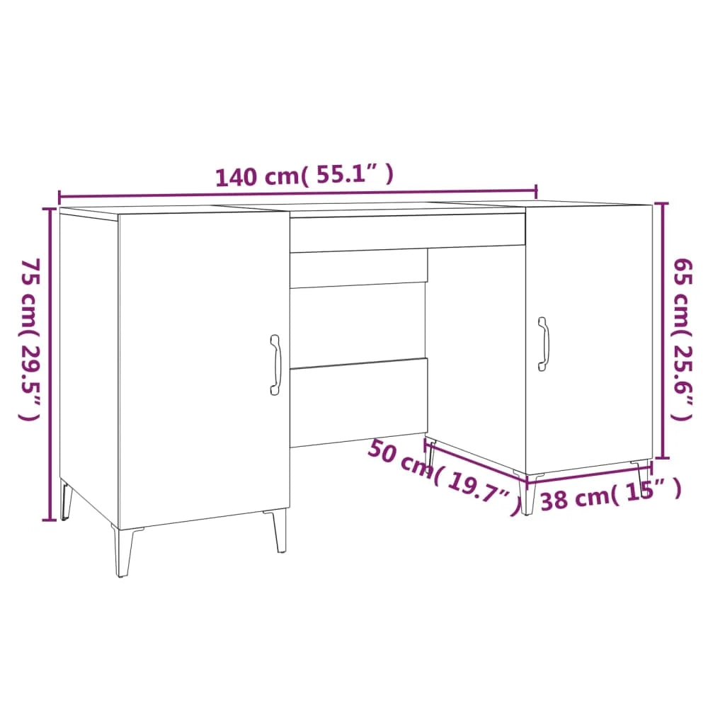 Scrivania tavolo postazione di lavoro mobile per computer studio 140 x 50 x 75 cm legno ingegnerizzato grigio 02_0023834