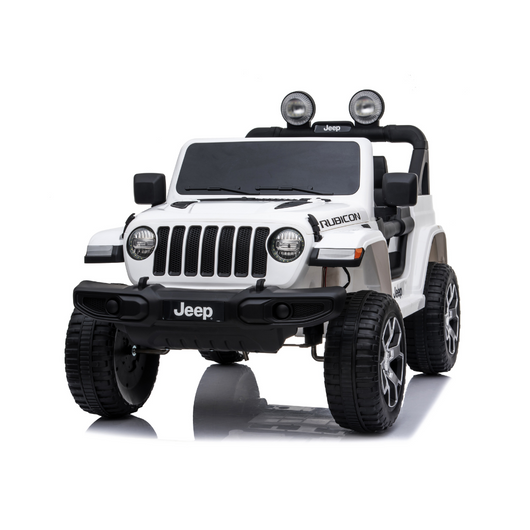 Auto Macchina Elettrica per Bambini JEEP FIAT Wrangler RUBICON 12V 2 Posti  con Mp3 - Sedile in Pelle - Bianco