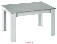 KIT TAVOLO ALLUNGABILE KENDRA CM 90X140/190X78 BIANCO / CEMENTO