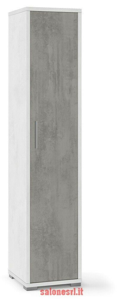 MOBILE COLONNA 1 ANTA H182 L38 P41 cm STRUTTURA BIANCO FRONTALE CEMENTO SARMOG Db364k